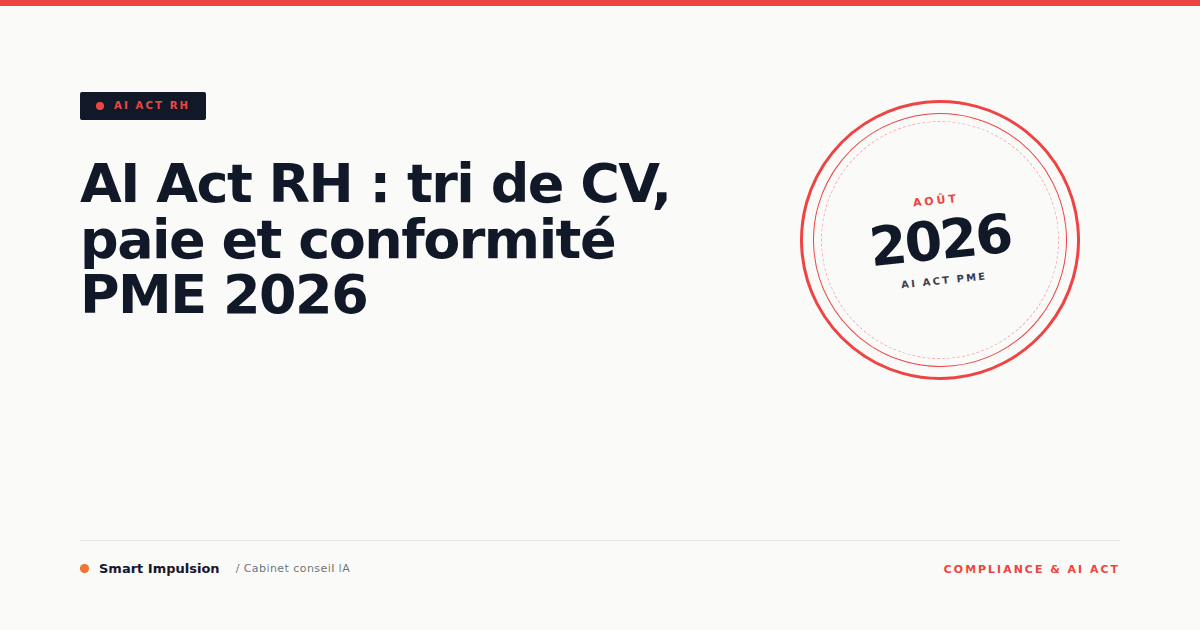 Image d'illustration pour l'article "AI Act RH : tri de CV, paie et conformité PME 2026"