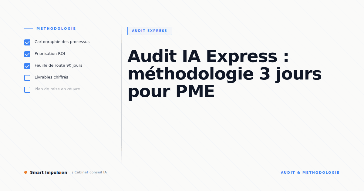 Image d'illustration pour l'article "Audit IA Express : méthodologie 3 jours pour PME"