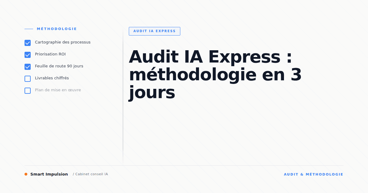 Image d'illustration pour l'article "Audit IA Express : méthodologie en 3 jours"