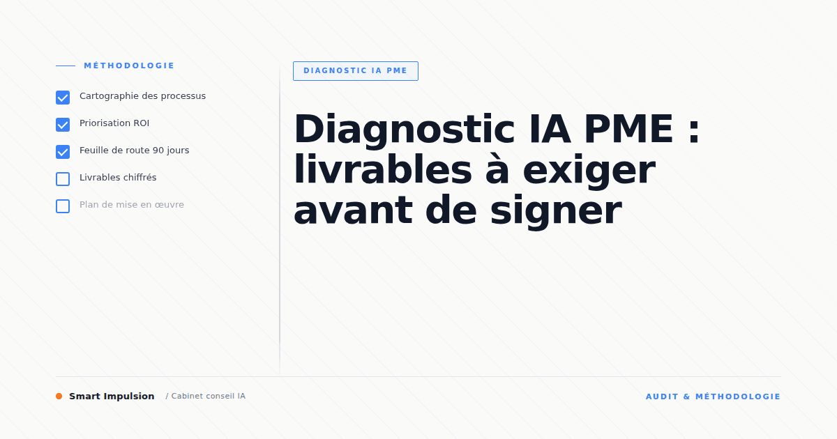 Image d'illustration pour l'article "Diagnostic IA PME : livrables à exiger avant de signer"