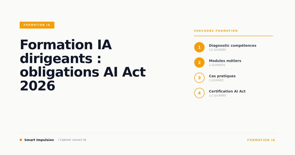 Image d'illustration pour l'article "Formation IA dirigeants : obligations AI Act 2026"