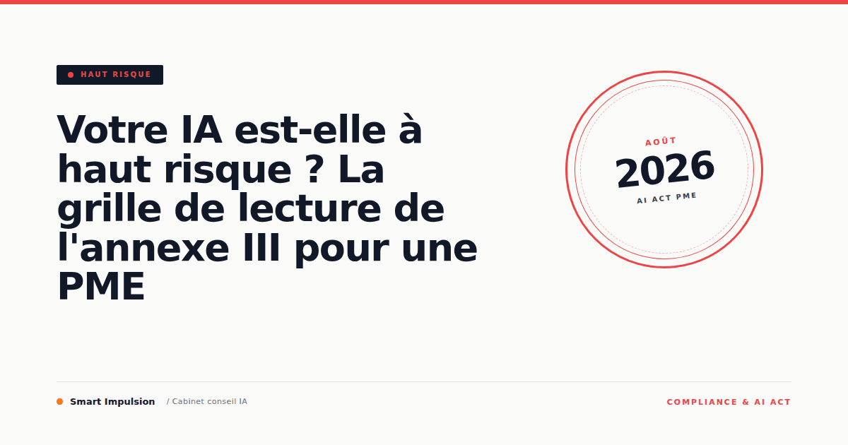Image d'illustration pour l'article "Votre IA est-elle à haut risque ? La grille de lecture de l'annexe III pour une PME"