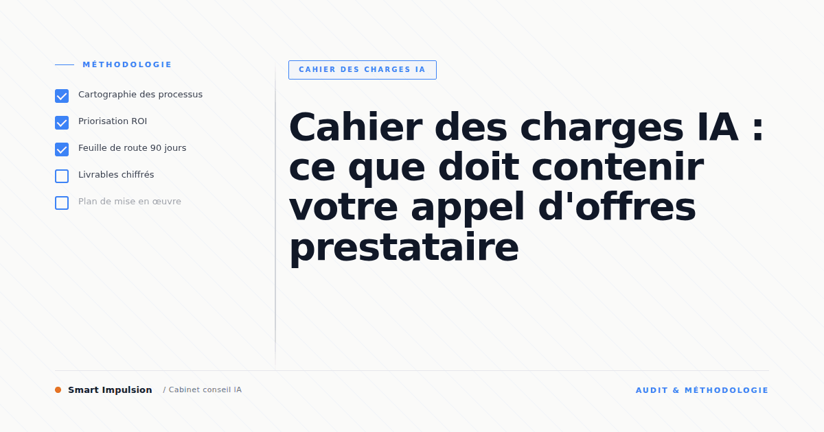 Image d'illustration pour l'article "Cahier des charges IA : ce que doit contenir votre appel d'offres prestataire"