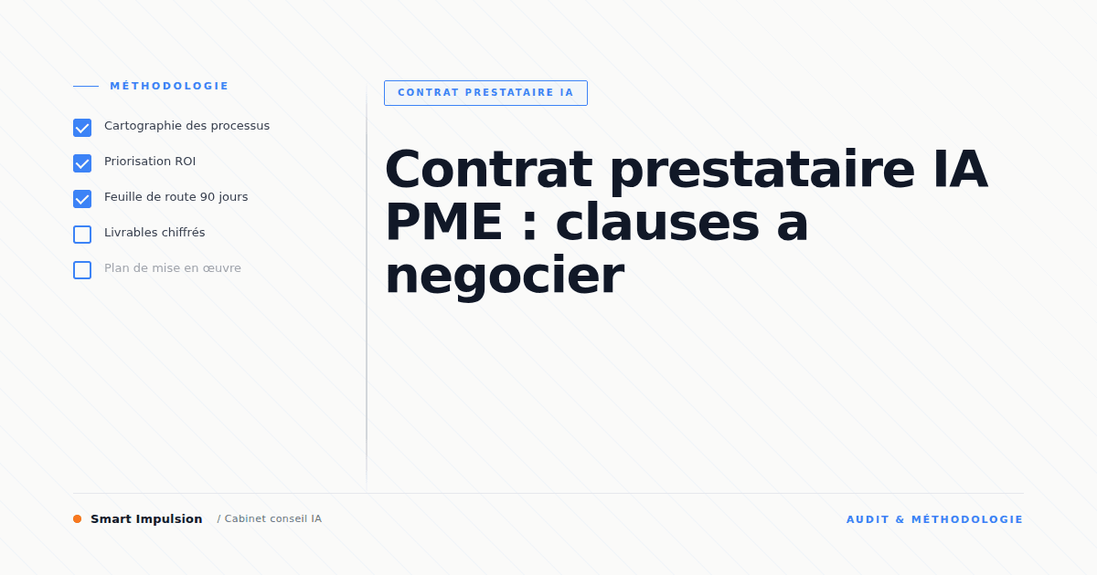 Image d'illustration pour l'article "Contrat prestataire IA PME : clauses a negocier"