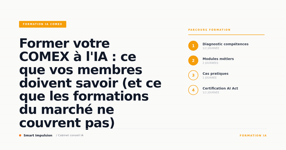 Image d'illustration pour l'article "Former votre COMEX à l'IA : ce que vos membres doivent savoir (et ce que les formations du marché ne couvrent pas)"