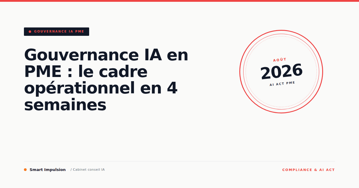 Image d'illustration pour l'article "Gouvernance IA en PME : le cadre opérationnel en 4 semaines"