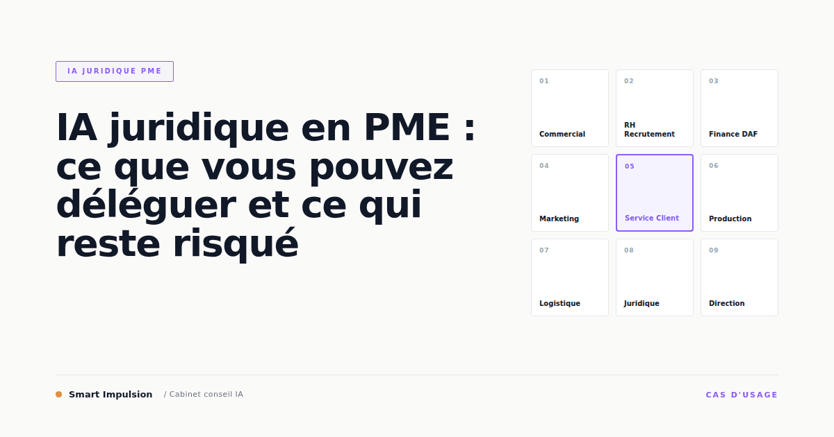 Image d'illustration pour l'article "IA juridique en PME : ce que vous pouvez déléguer et ce qui reste risqué"