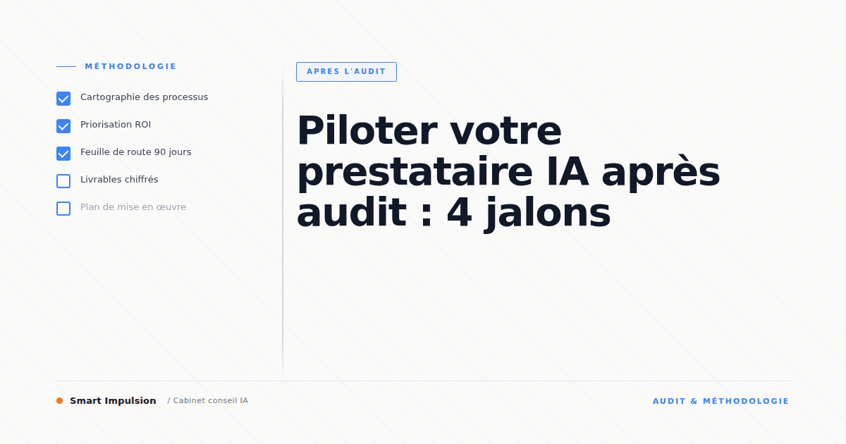 Image d'illustration pour l'article "Piloter votre prestataire IA après audit : 4 jalons"